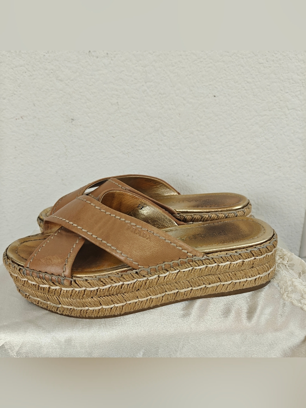 Prada Colorblock Leather Espadrille Platform Sandals | Euro Chic Statement 6.5 - Picture 7 of 13